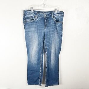SILVER Suki Mid Rise Western Glove Works Slim Boot Cut Jeans, Size 18